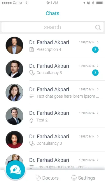 اپ بیمار، پنل پزشک